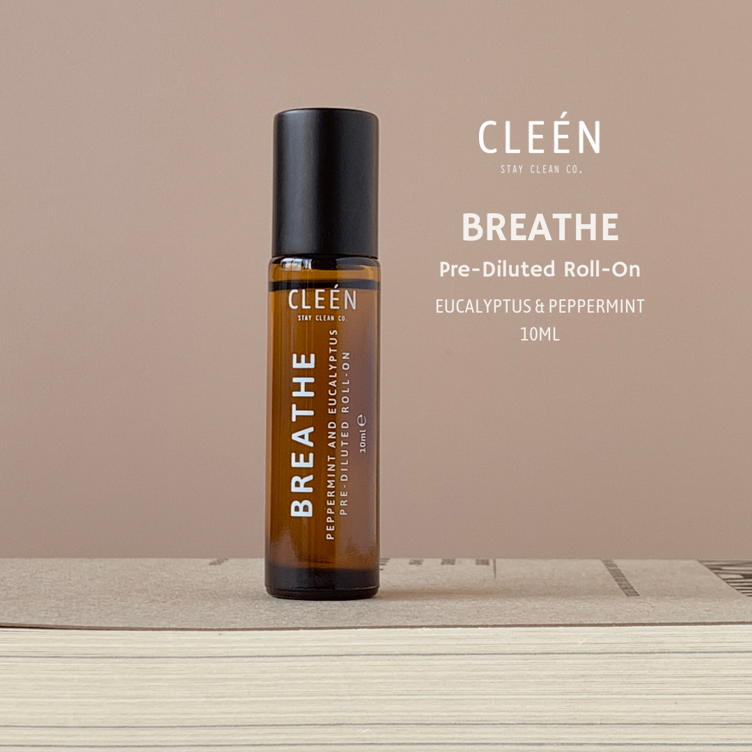 Cleén Breathe Roll-on for natural tension relief in head, neck, and shoulders.