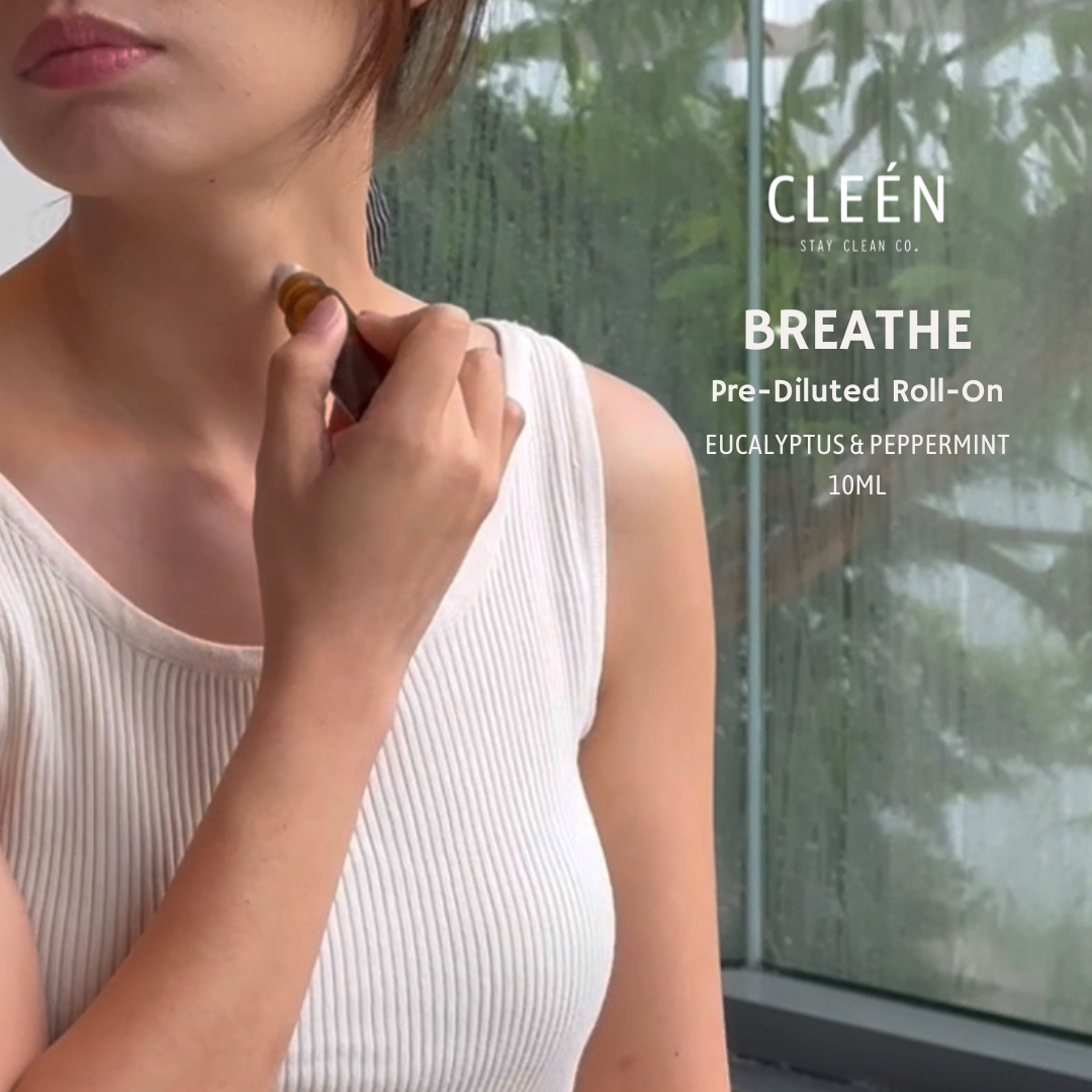 A 10ml Cleén Breathe Roll-on designed to soothe discomfort with essential oils.