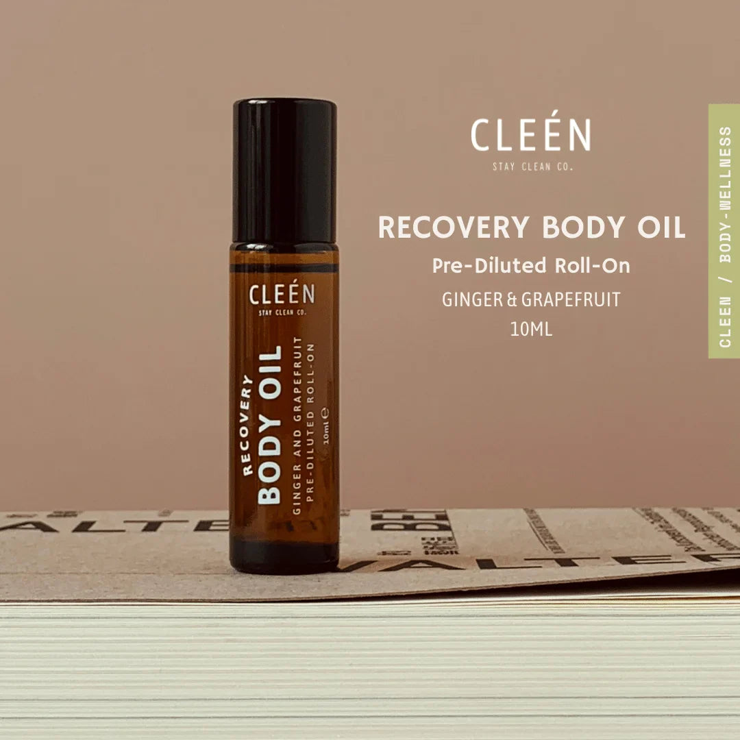 Cleén Recovery Roll-On for on-the-go wellness with ginger and grapefruit oils.