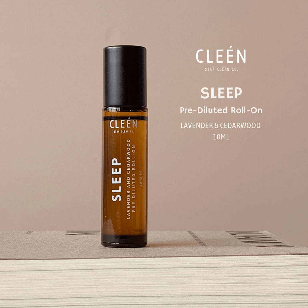 Cleén Sleep Pre-Diluted Roll-On with Lavender and Cedarwood essential oils for a restful sleep.